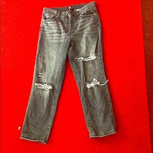 Grey ripped mom jeans